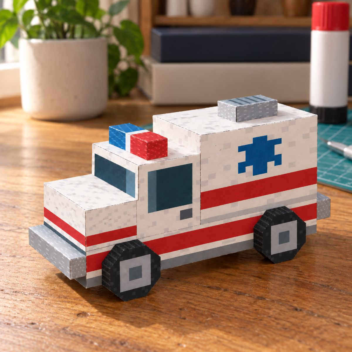 Ambulance papercraft model, assembled