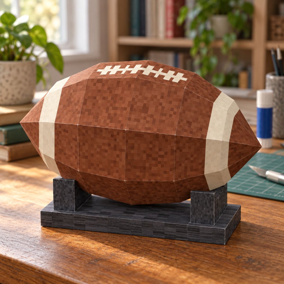 American football papercraft model, assembled