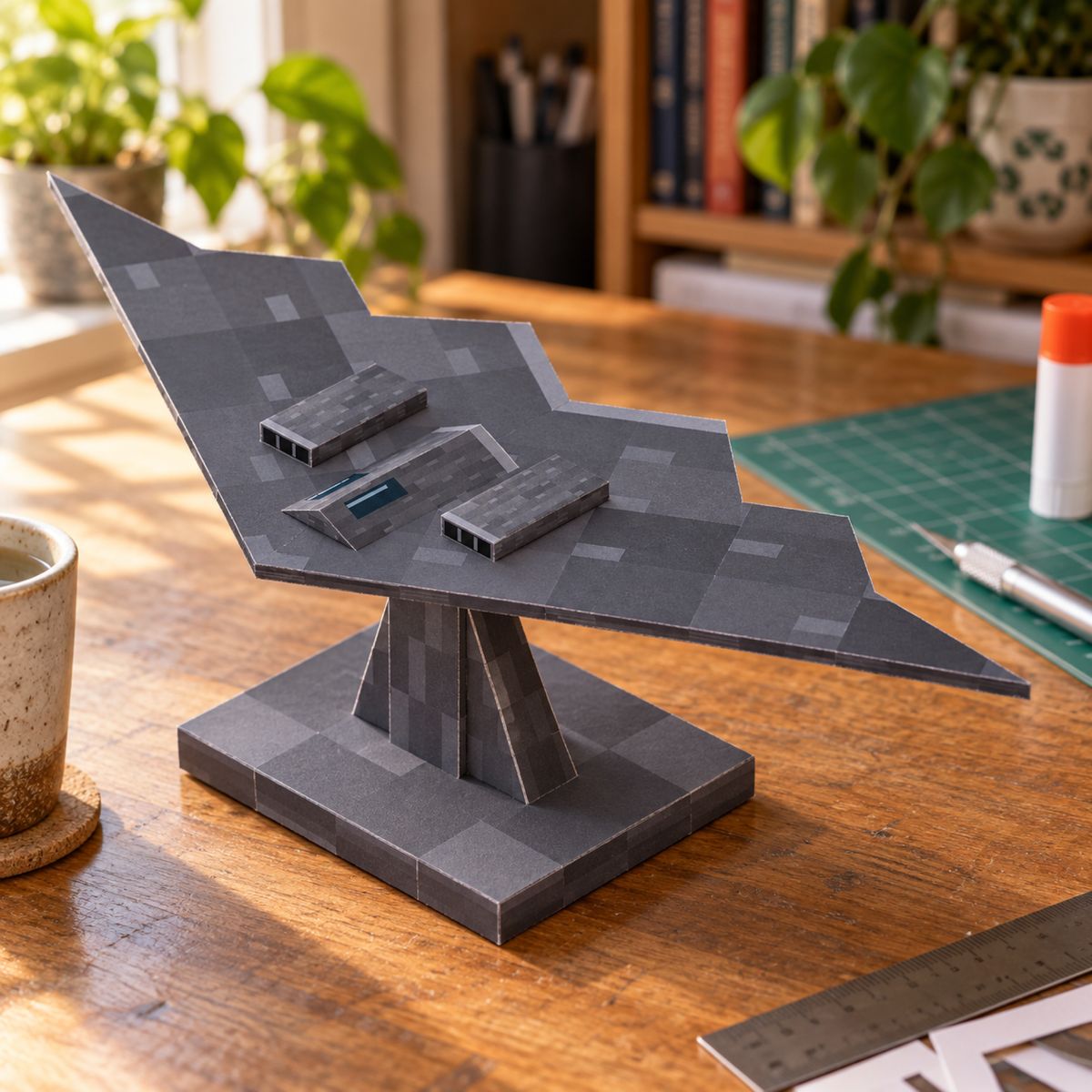 B-2 Spirit on Stand — 12 Inch Wingspan papercraft model, assembled