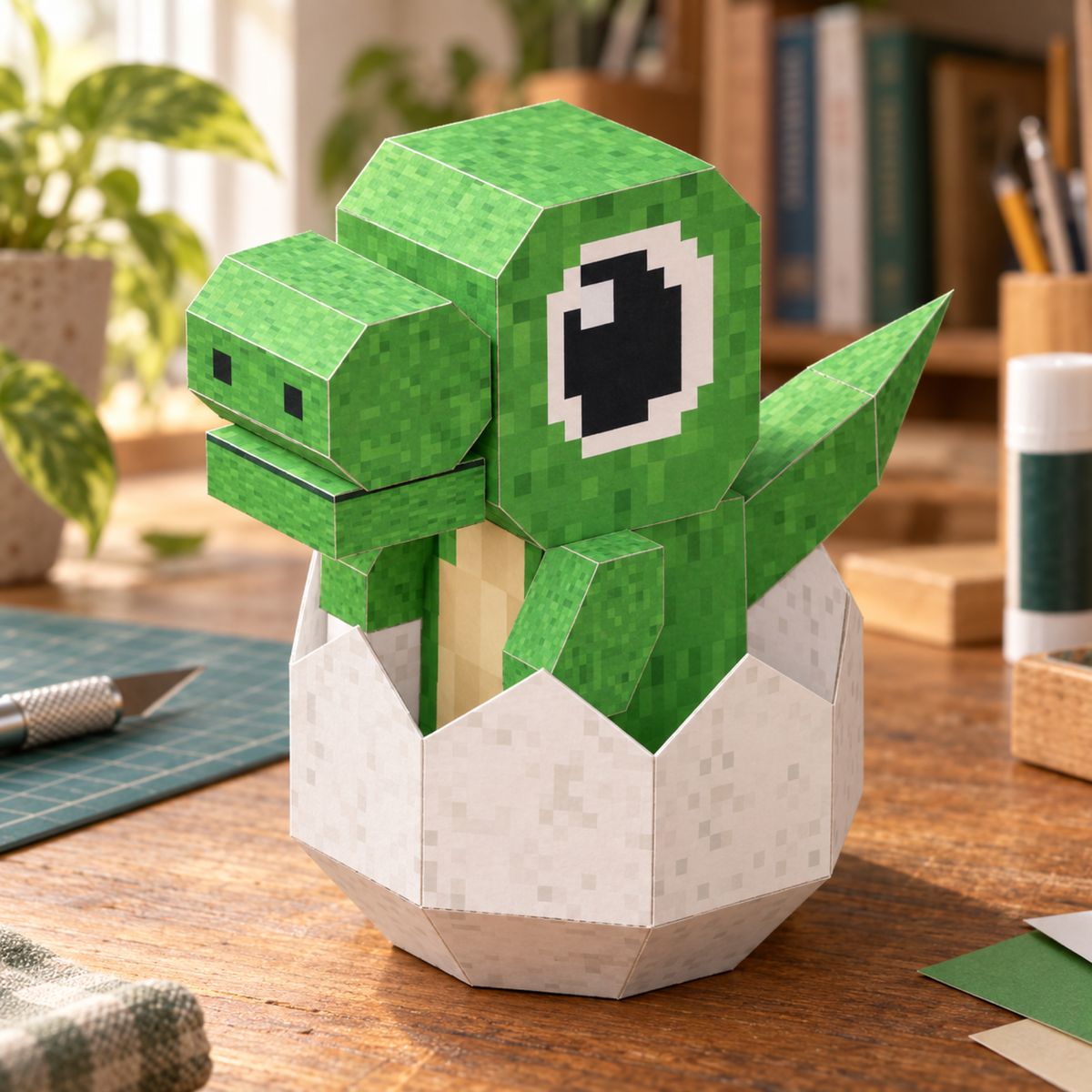 Baby Dinosaur in Eggshell papercraft model, assembled