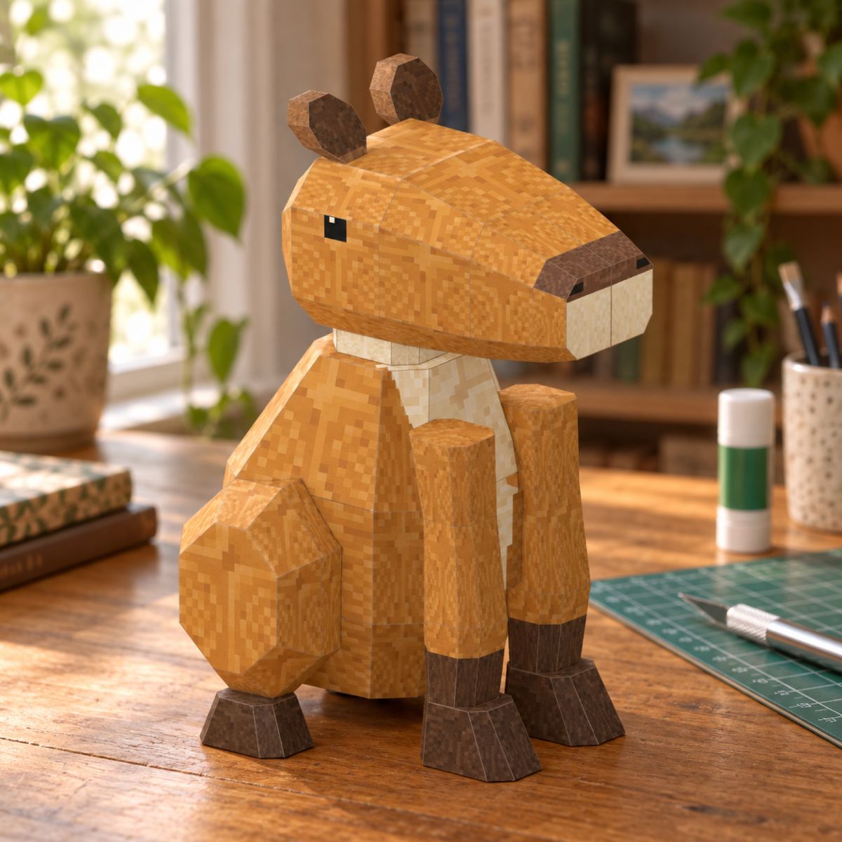 Capybara papercraft model, assembled