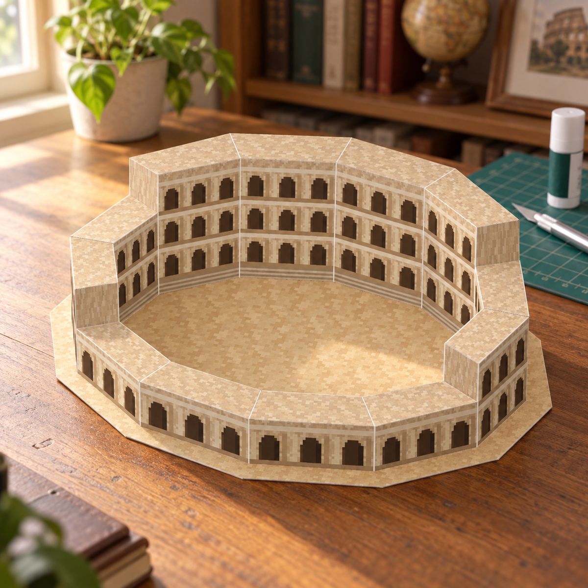 Colosseum papercraft model, assembled