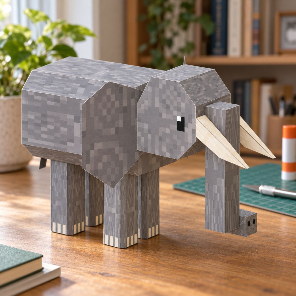 Elephant papercraft model, assembled