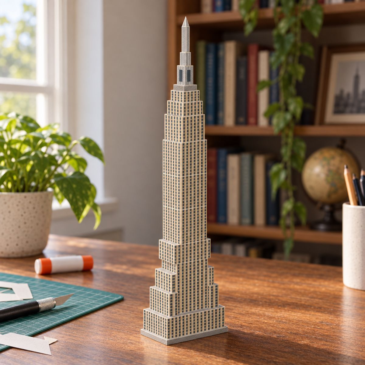 Empire State Building papercraft model, assembled