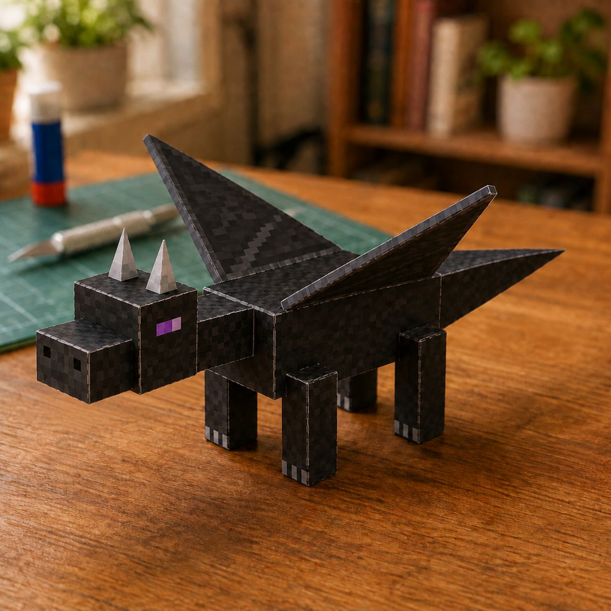 Ender Dragon papercraft model, assembled