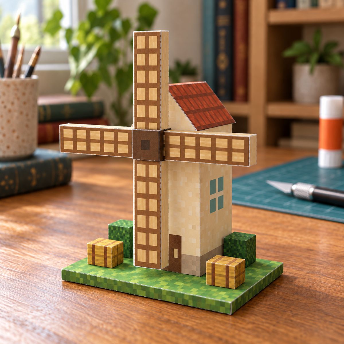 Farm Windmill papercraft model, assembled