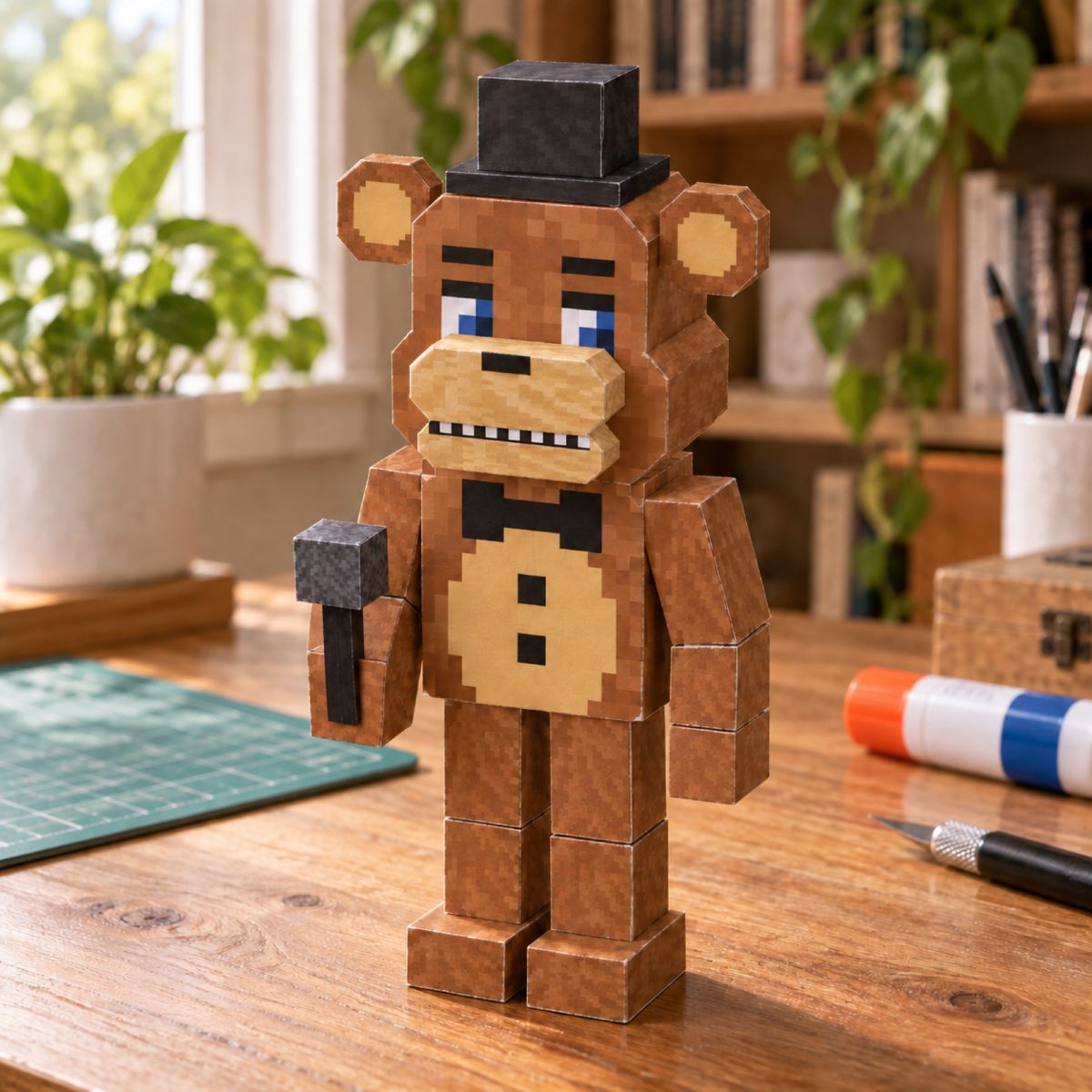 Freddy Fazbear papercraft model, assembled