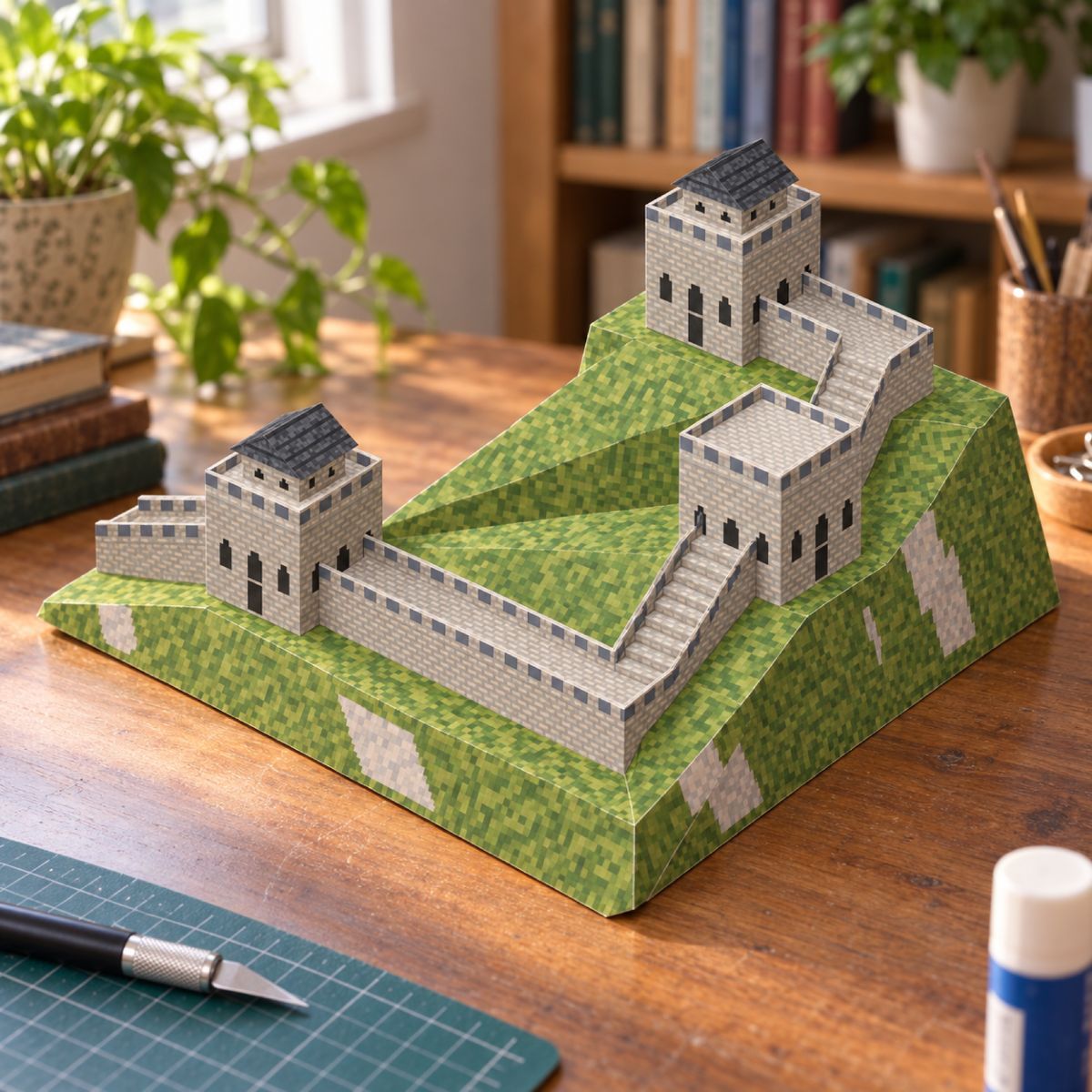Great Wall of China papercraft model, assembled