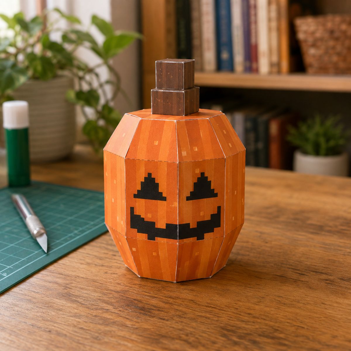 Halloween Jack-o-lantern papercraft model, assembled