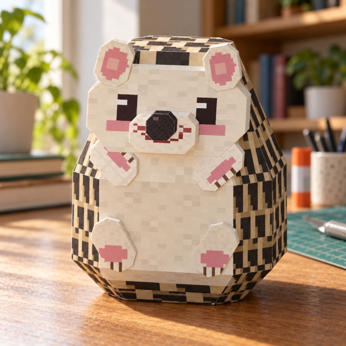 Hedgehog papercraft model, assembled