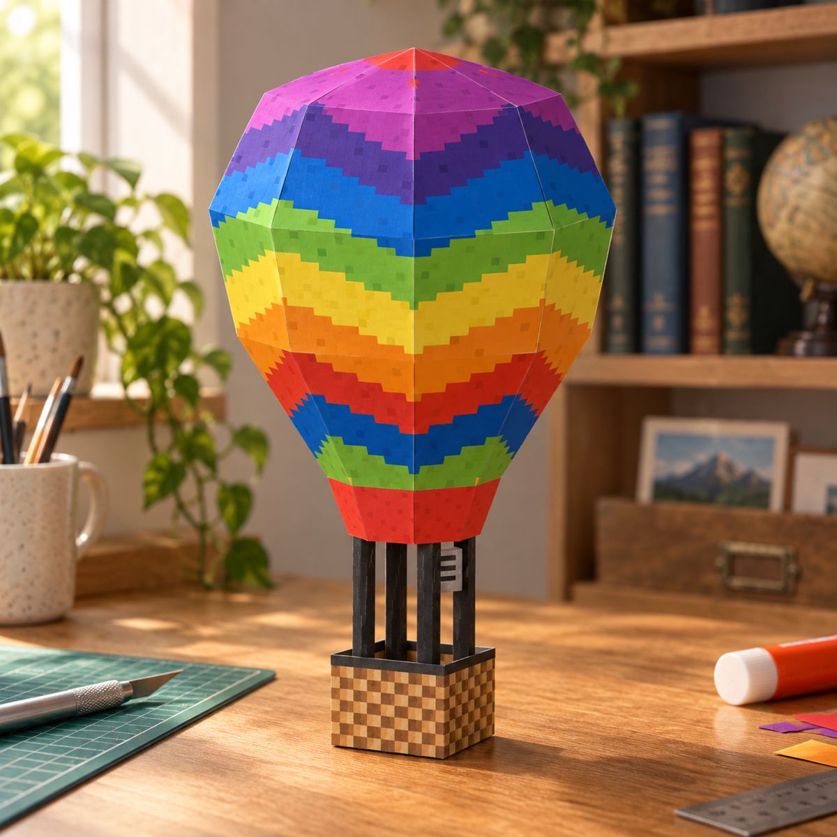 Hot Air Balloon papercraft model, assembled