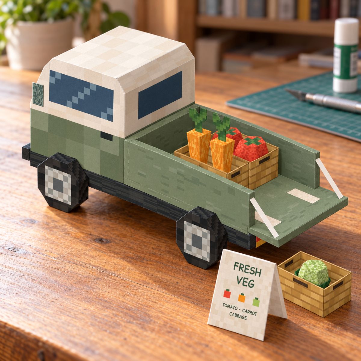 Kei Truck Farmers’ Market papercraft model, assembled