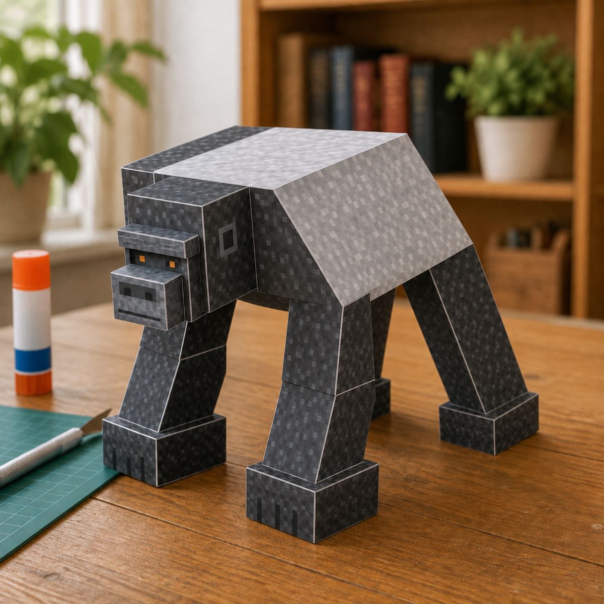 Large Silverback Gorilla papercraft model, assembled