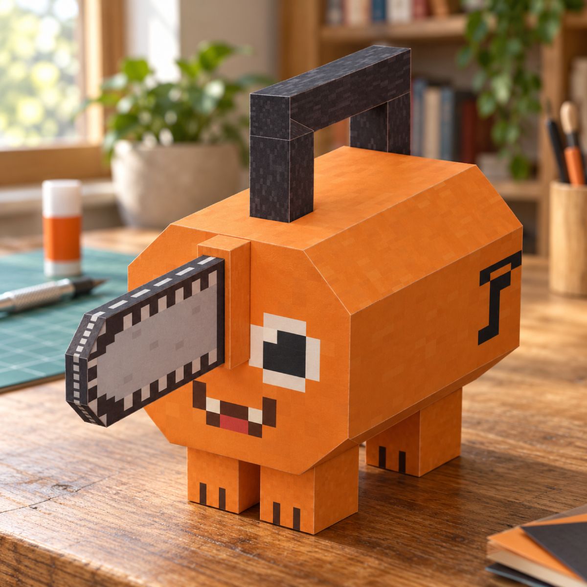 Pochita papercraft model, assembled