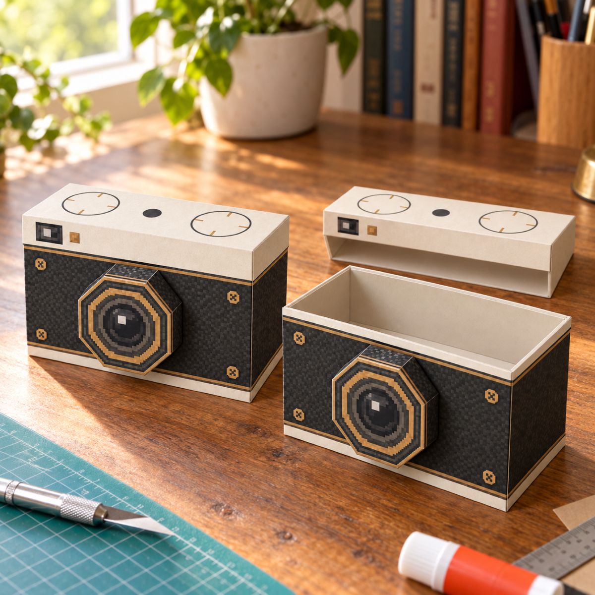 Retro Camera papercraft model, assembled