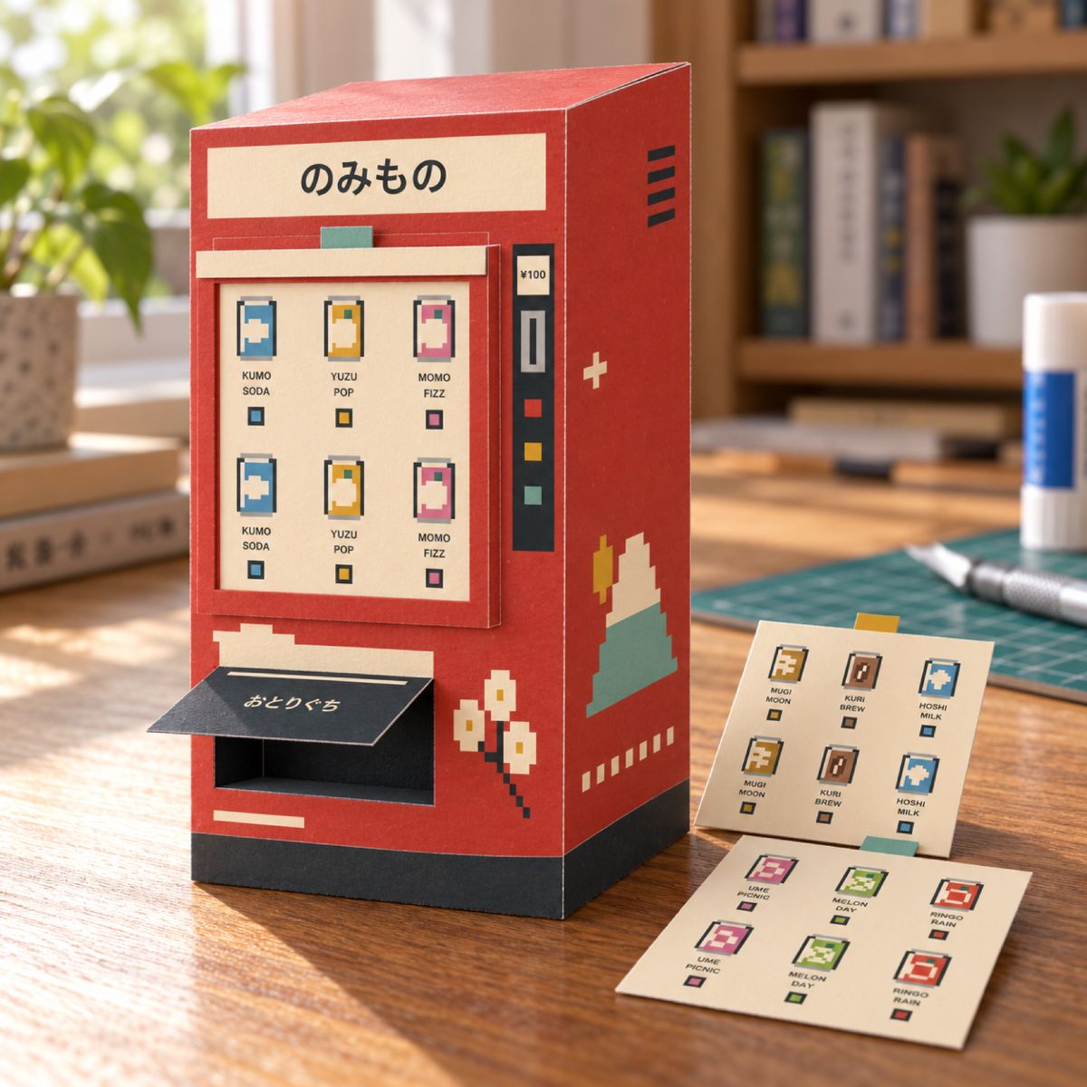 Retro Japanese Drinks Vending Machine papercraft model, assembled