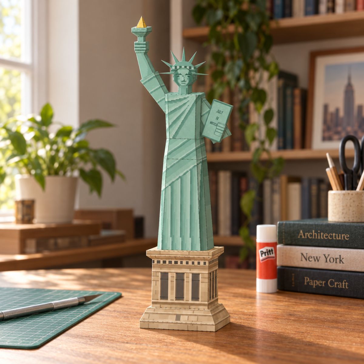 Statue of Liberty papercraft model, assembled