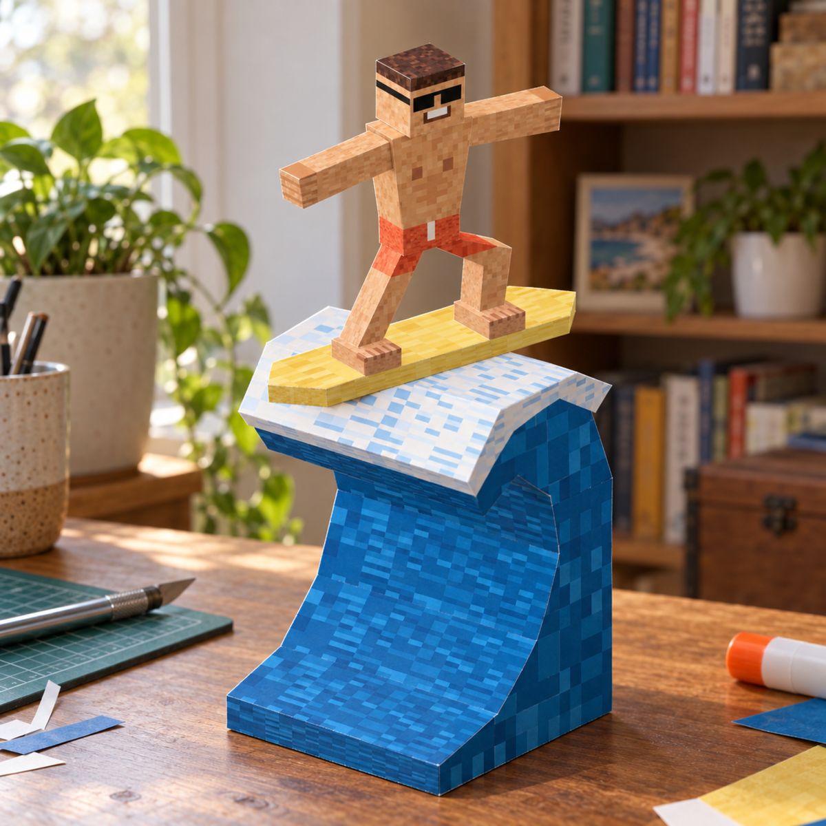 Surfer papercraft model, assembled