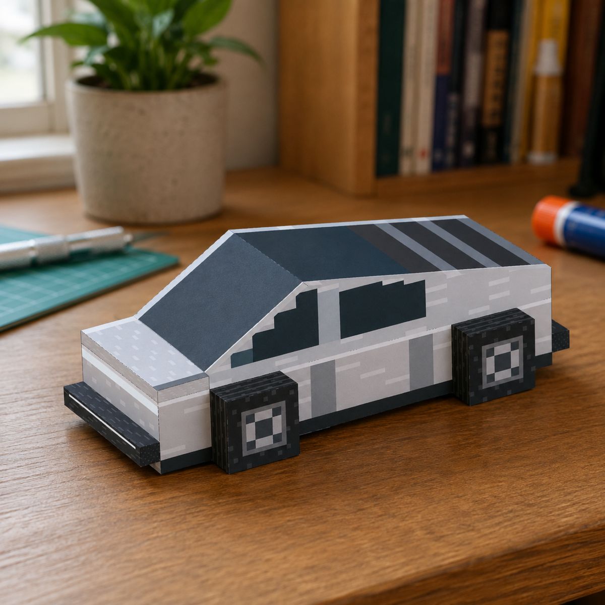Tesla Cybertruck papercraft model, assembled
