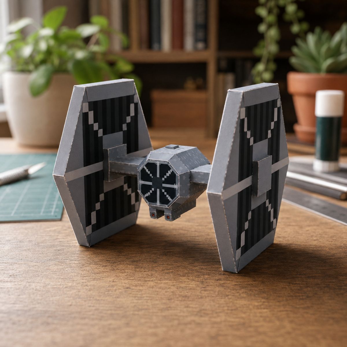 TIE Fighter papercraft model, assembled
