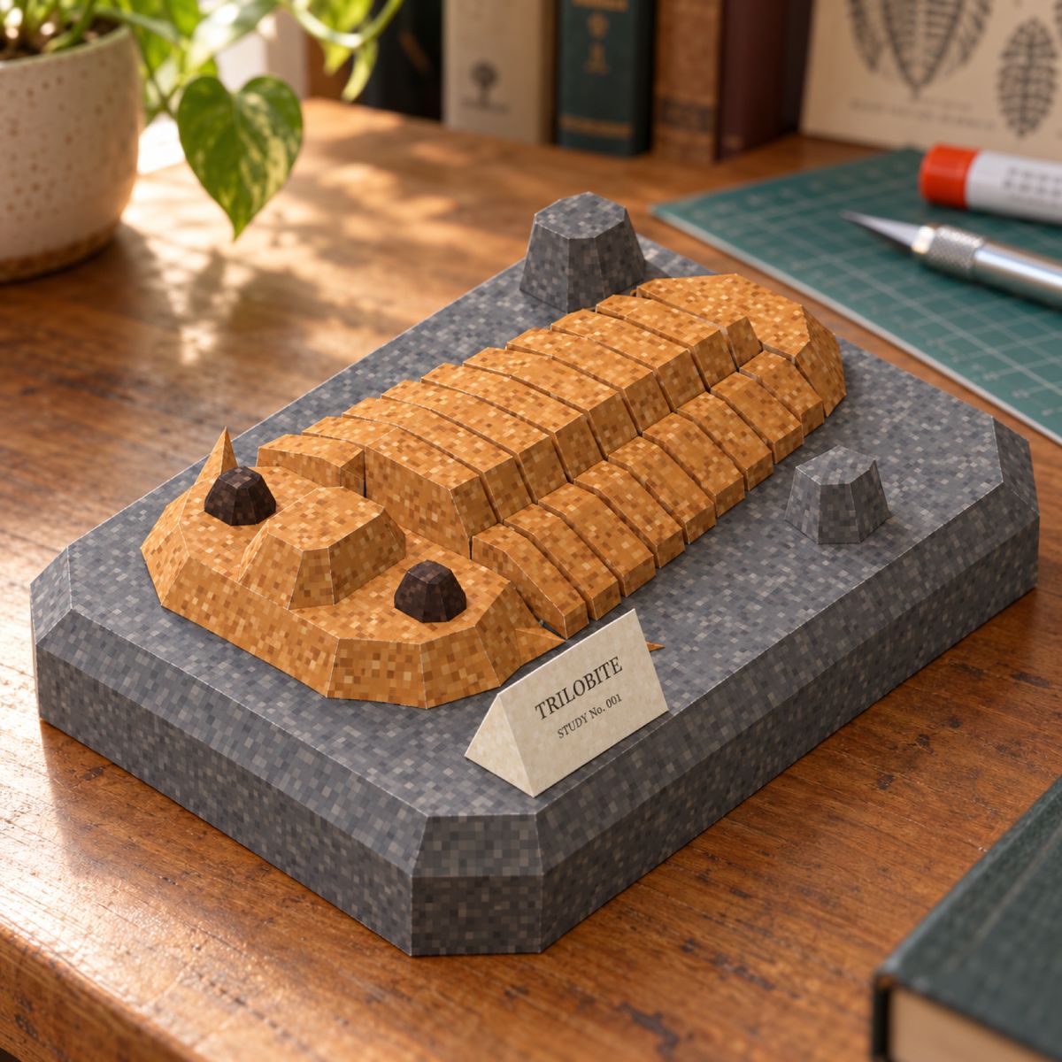 Trilobite papercraft model, assembled