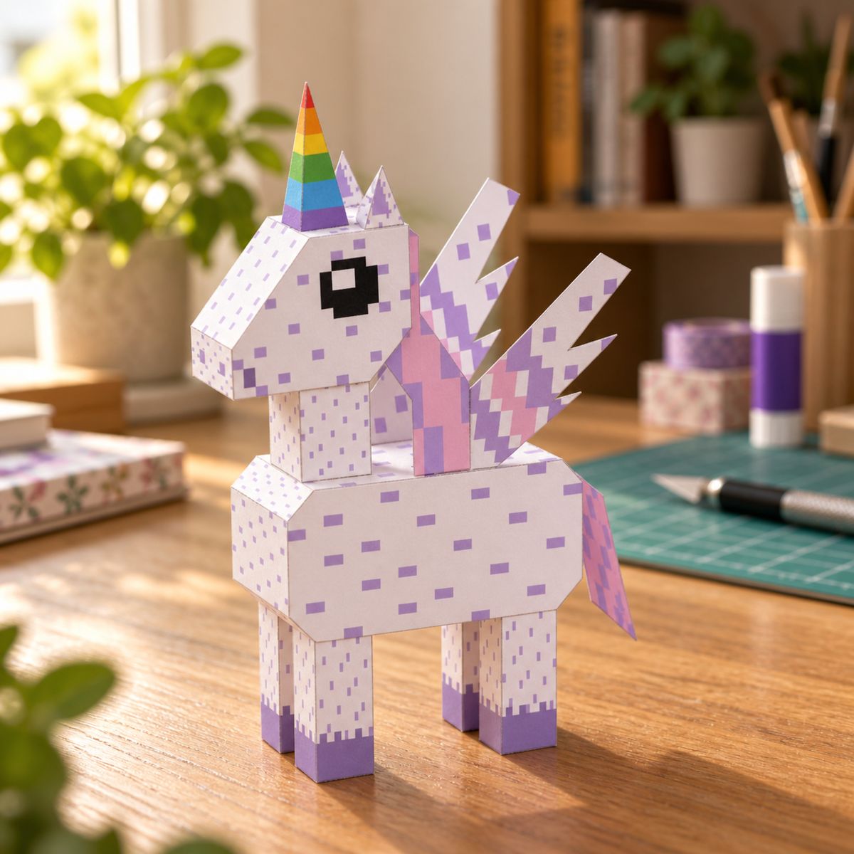 Winged Unicorn papercraft model, assembled